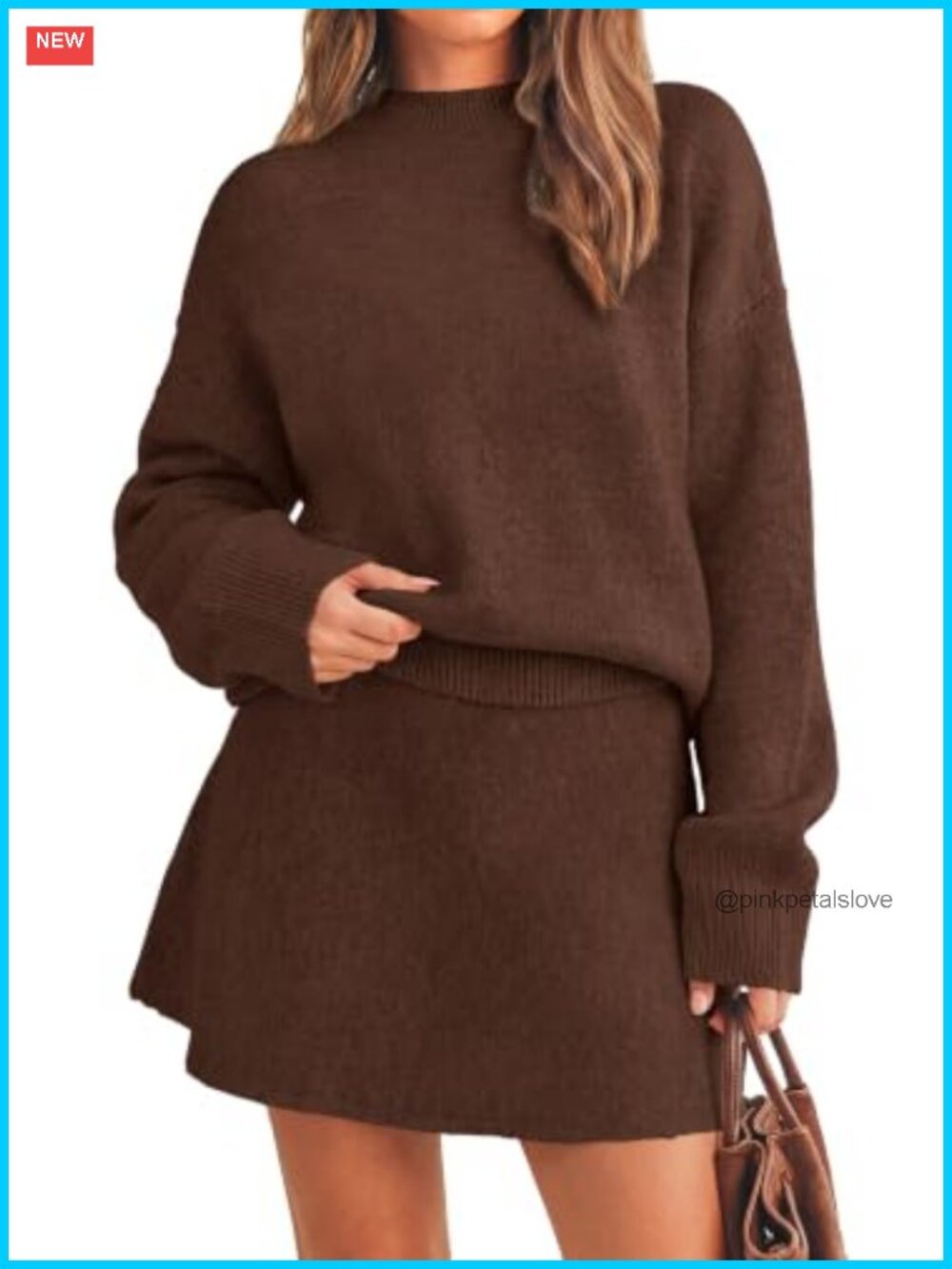 Women's 2 Piece Sweater Mini Skirt Set Chunky Knit Lounge Outfit
